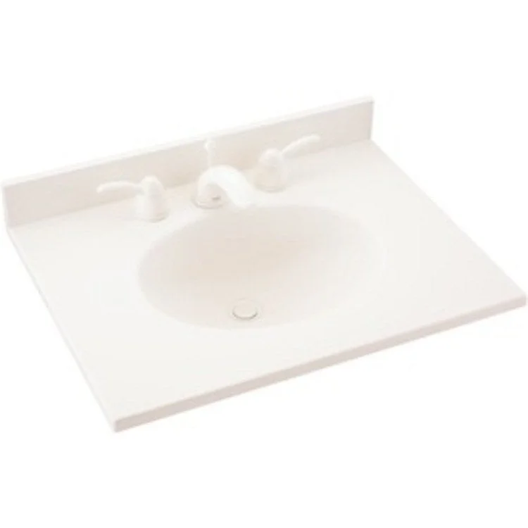 Vanity Top Ellipse Single Bowl 25 x 19 Inch ADA Tahiti White Swanstone 1 Hole