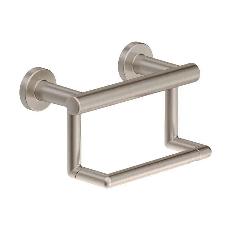 Toilet Paper Holder Dia Wall Mount with Assist Bar Satin Nickel Stainless Steel/Zinc 4-11/16 Inch Wall Mount